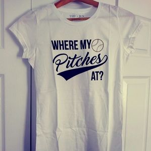 Tiff +Jen "Where My Pitches At?" Graphic Tee